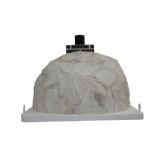 HORNO DE LEÑA ACABADO EN PIEDRA BLANCA NACAR EMBOCADURA LADRILLO NEGRO