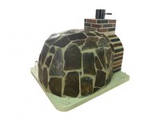 HORNO DE LEÑA EN PIEDRA MULTICOLOR EMBOCADURA MULTICOLOR