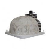 HORNO DE LEÑA ACABADO EN PIEDRA BLANCA NACAR EMBOCADURA LADRILLO NEGRO