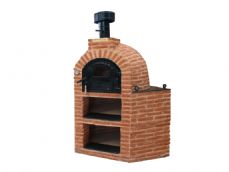 HORNO CON MESA INTEGRADA  ESQUINADA  ALTA A JUEGO 1 SOLO BLOQUE ACABADAO TODO EN  LADRILLO VIEJO MUDEJAR VIEJO COCIDO A LEÑA JUNTAS COLOR TERRACOTA BARRO