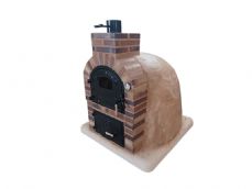 HORNO CON HORNILLA EMBOCADURA DE LADRILO DE CUERO TOSTADO ACABADO EN TERRACOTA