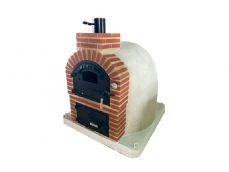 HORNO CON HORNILLA EMBOCADURA LADRILLO ROJO LISO ACABADO EN BLANCO
