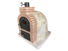 HORNO CON HORNILLA EMBOCADURA LADRILLO ROJO LISO ACABADO EN PIEDRA BLANCA NACAR