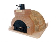 HORNO DE LEÑA EMBOCADURA LADRILLO RUSTICO ACABADO EN "PIEDRA MEDITERRANEA"