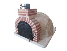 HORNO DE LEÑA  EMBOCADURA LADRILLO ROJO LISO ACABADO EN "PIEDRA BLANCA NACAR"