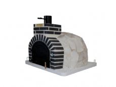 HORNO DE LEÑA EMBOCADURA LADRILLO NEGRO ACABADO EN "PIEDRA BLANCA NACAR"