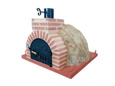 HORNO LEÑA EMBOCADURA LADRILLO ROJO LISO ACABADO EN " PIEDRA MEDITERRANEA"