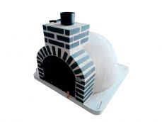 HORNO DE LEÑA EMBOCADURA LADRILLO NEGRO ACABADO EN BLANCO LISO