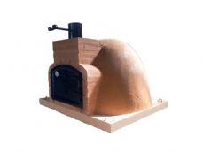 HORNO DE LEÑA (ECONOMIC CHIMENEA) EMBOCADURA LADRILLO SALMON ACABADO EN TERRACOTA LISO