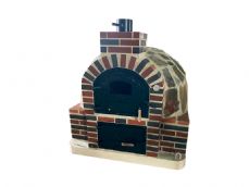 HORNO CON HORNILLA CUADRADA EMBOCADURA LADRILLO MULTICOLOR ACABADO EN PIEDRA MULTICOLOR