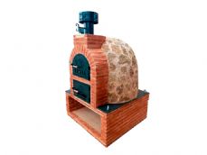 HORNO CON HORNILLA Y MESA INT. CUADRADA BAJA LADRILLO MUDEJAR Y PIEDRA MEDITERRANEA