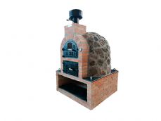 HORNO CON HORNILLA Y MESA INT. CUADRADA BAJA LADRILLO RUSTICO Y PIEDRA GRANITO